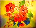 Fleurs,  peinture sur soie  R.D. XXe sicle